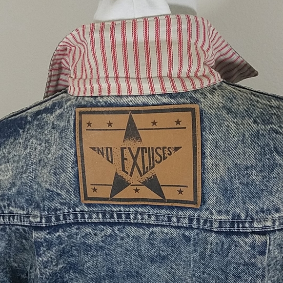 No Excuses Women's Vtg Acid Stone Wash Jean Jacket - Picture 10 of 15